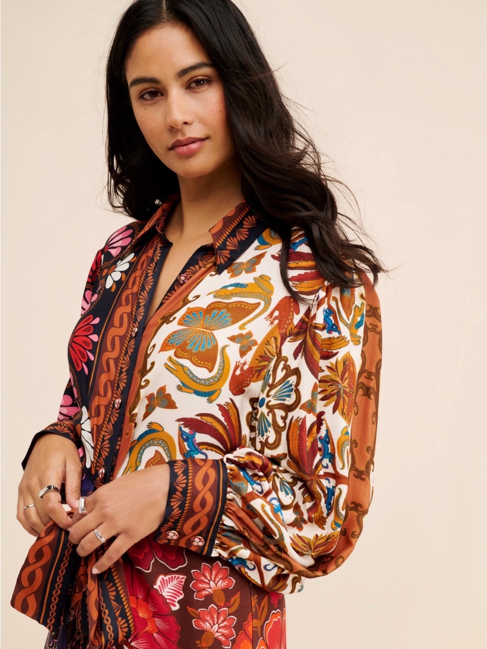 FARM Rio Miranda Mix Chemise Midi dress.